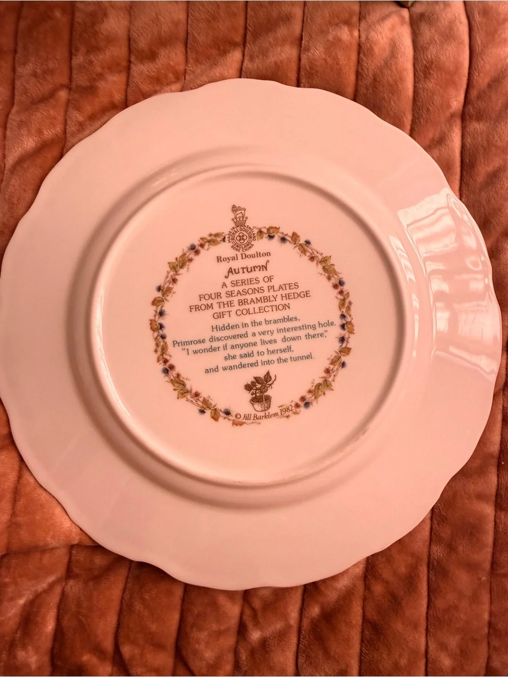 Royal Doulton Brambly Hedge Autumn Plate - White, Red, Blue, Gold